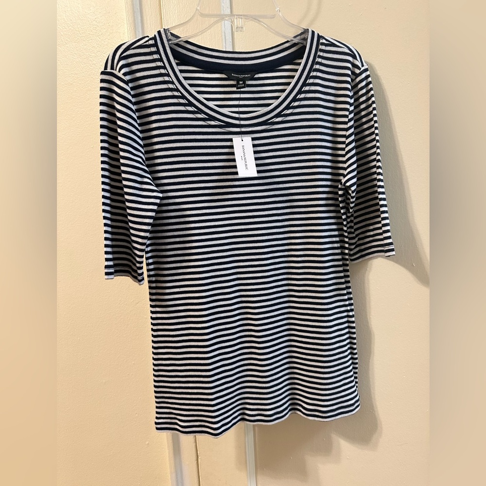Banana Republic Black and White Striped Tee
